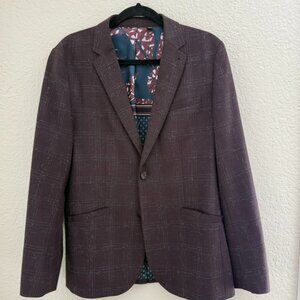 Ted Baker Maroon WIndowpane Blazer